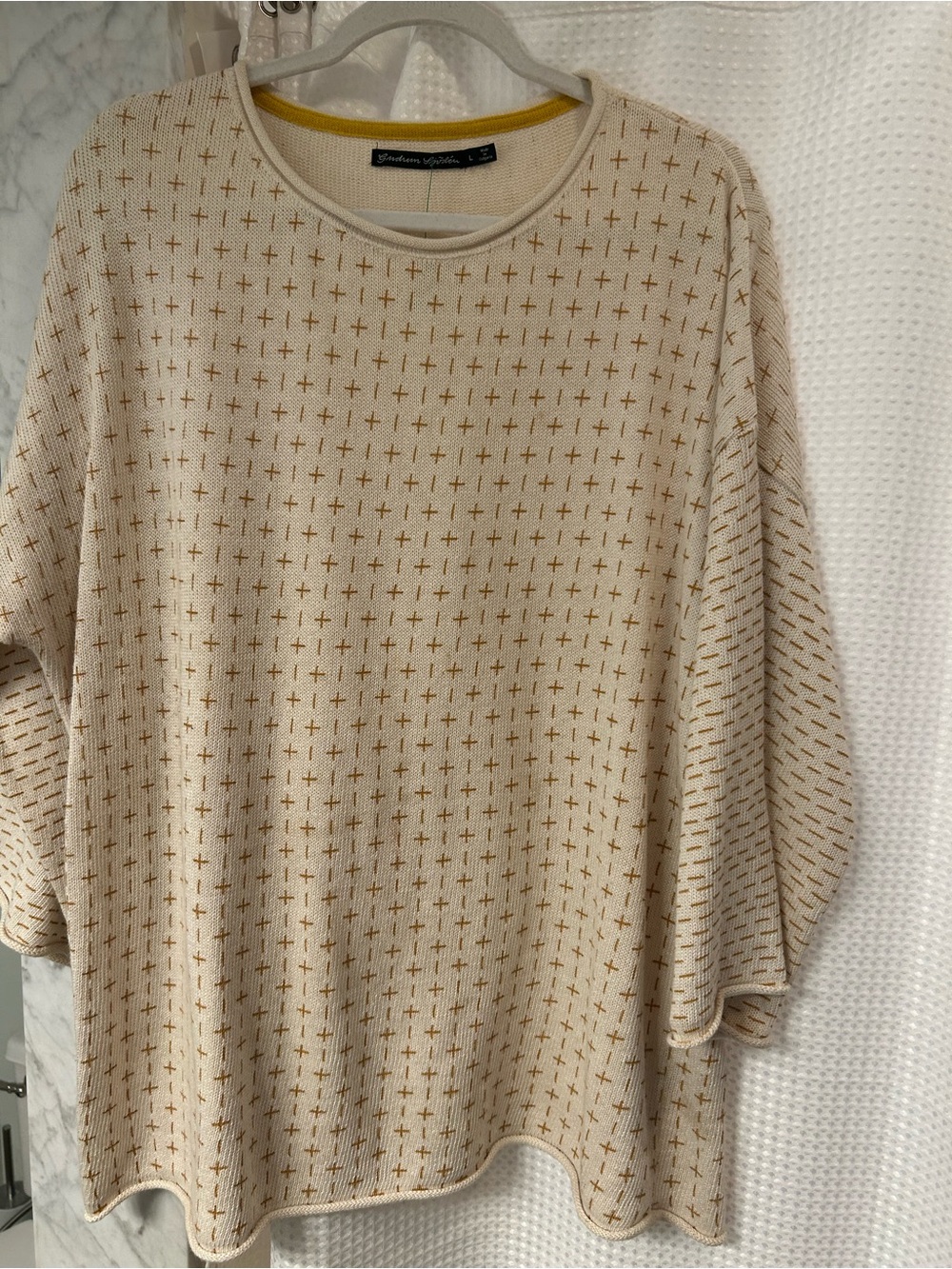Gudrun Sjoden L Pullover Sweater w goldenrod pattern